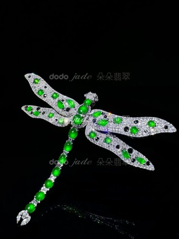 高級緬料翡翠-胸針-蜻蜓