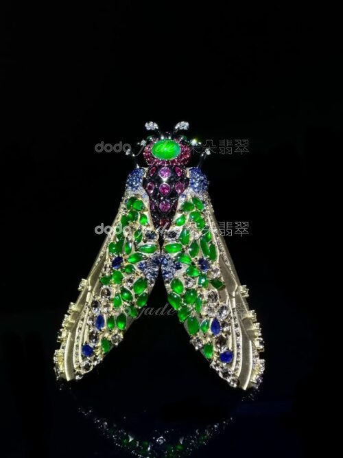 高級緬料翡翠-胸針-昆蟲