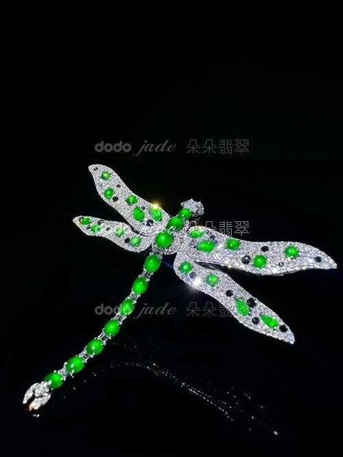 高級緬料翡翠-胸針-蜻蜓