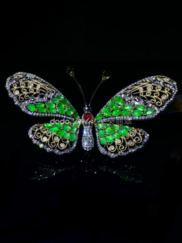 高級緬料翡翠-胸針-蝴蝶