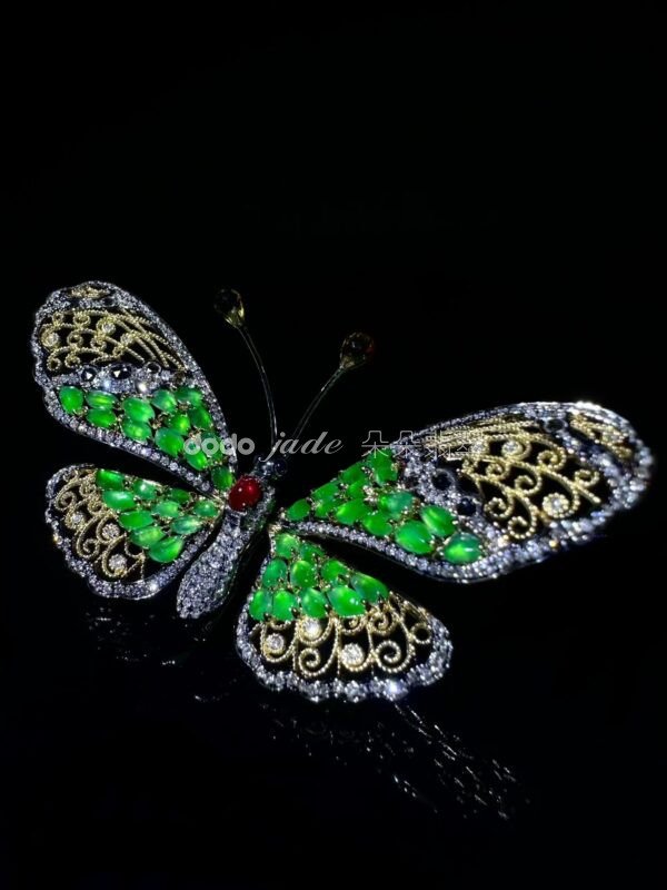 高級緬料翡翠-胸針-蝴蝶