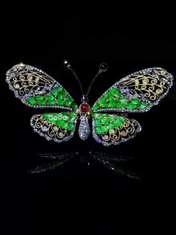 高級緬料翡翠-胸針-蝴蝶