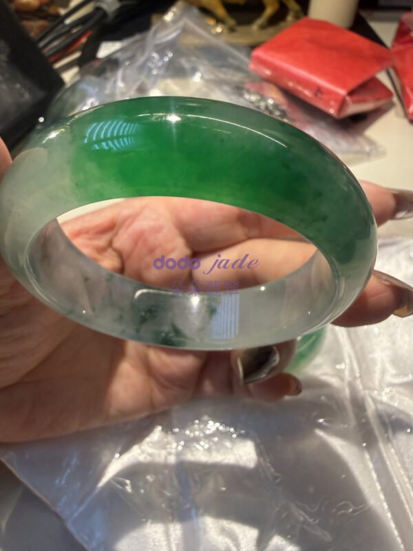 [三月上新]緬甸A貨翡翠 極品帝王綠緬甸-高冰寬版手鐲