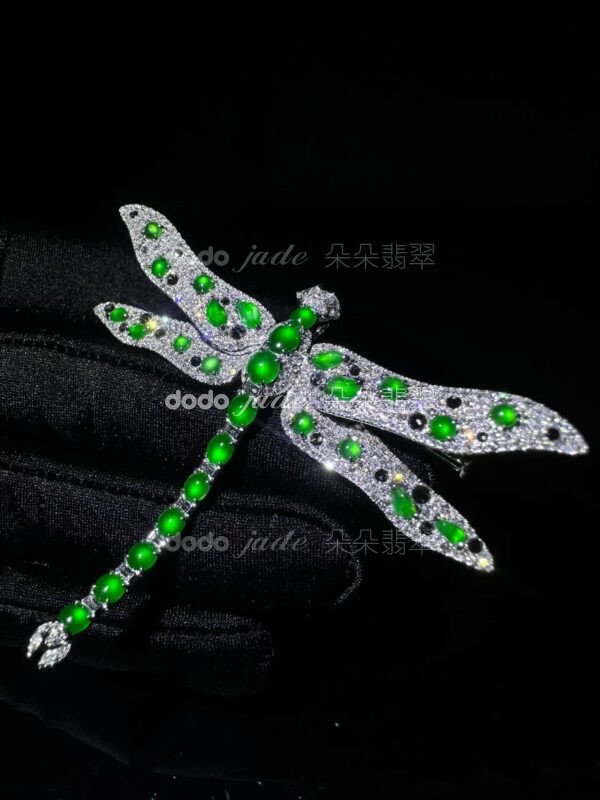 高級緬料翡翠-胸針-蜻蜓