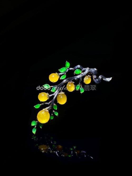 高級緬料翡翠-胸針-花朵