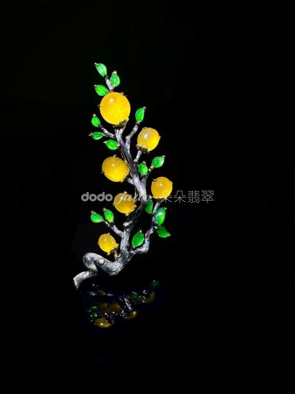 高級緬料翡翠-胸針-花朵